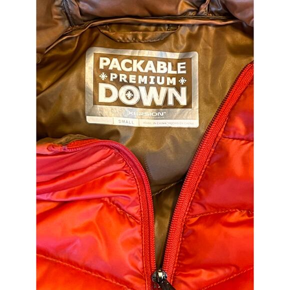 Xersion Jacket Womens  Orange Hooded Puffer Pockets Packable Premium Down. Small - Picture 3 of 7